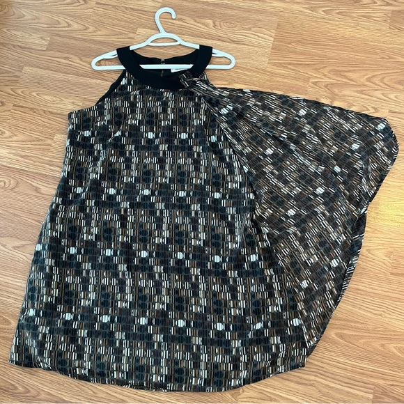 EUC Ricki’s Black/Brown-Patterned, Sheer-Layered Shift Dress, Sz L. - Picture 9 of 11